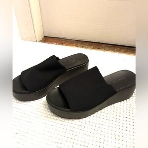 Bebe Black Platform Slide Sandals